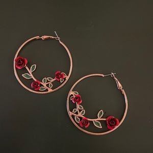 Rose Hoop Earrings
